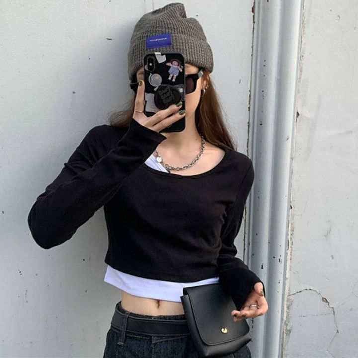 Long%20Sleeve%20T-shirts%20Womens%20Two%20Piece%20Cropped%20Tops%20Streetwear%20Slim%20Daily%20Korean%20Style%20Ulzzang%20Chic%20Tees%20Female%20Design%20Hot%20-%20Image%207