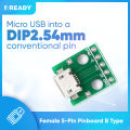 Micro USB To DIP Adapter 5pin Female Connector Module Board Panel Female 5-Pin Pinboard B Type PCB 2.54 MM. 