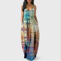 2022 Dress For Women Halter Neck Summer Vintage Texture Print Sleeveless Midi Backless Party Dresses Beach Casual Streetwea. 