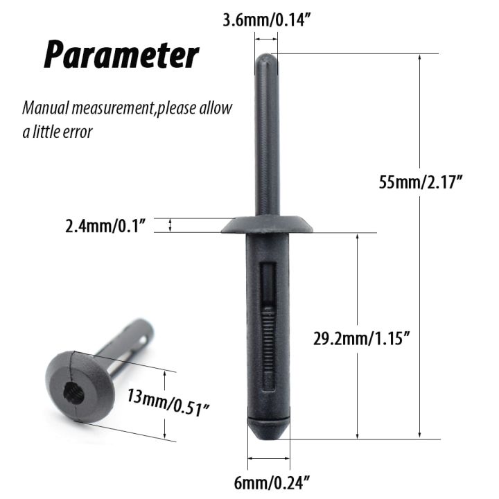100X%20Car%20Plastic%20Bumper%20Fender%20Fastener%20Nylon%20Blind%20Rivet%20Trim%20Mounting%20Clip%20Retainer%201/4%20Hole%20A13751%20For%20GM%2020452072,10184895%20-%20Image%202