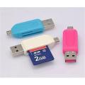 OTG and USB Card Reader - 2 In 1 Multicolor Memory Card Reader for Android, PC, Laptop. 