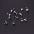 1PCS Crystal Flower Nose Stud L Shape Stainless Steel Cz Heart Nose Ring And Stud Butterfly Nose Ring Real Piercing Jewelry Lot. 