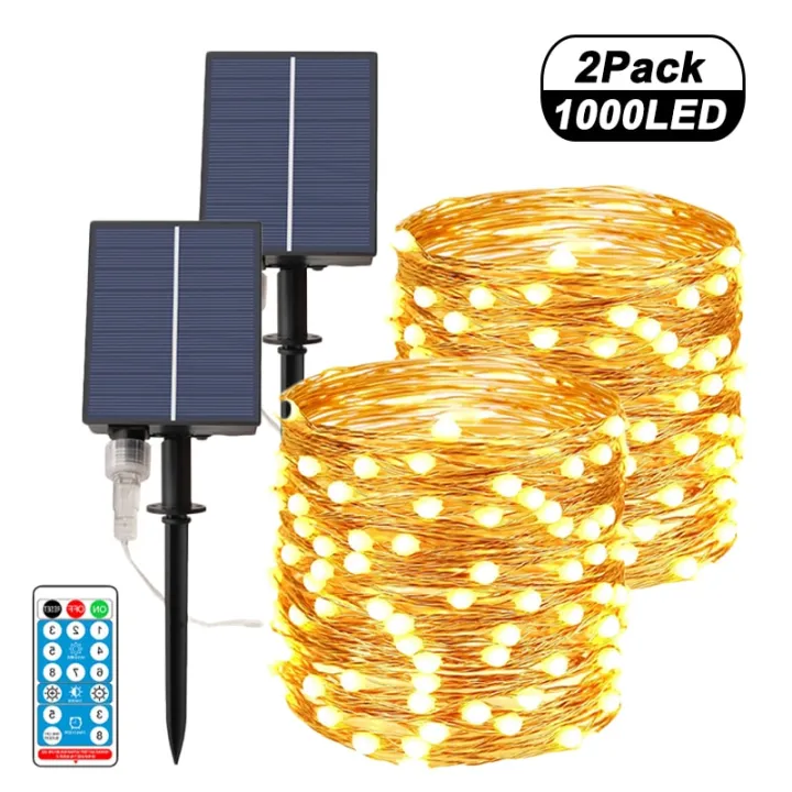 Outdoor%20Solar%20String%20Lights%201000%20Led%20Solar%20Powered%20Fairy%20Lights%20with%208%20Lighting%20Modes%20Waterproof%20Decoration%20Copper%20Wire%20Lights%20f--White-2Pack--20M-200LED%20-%20Image%203