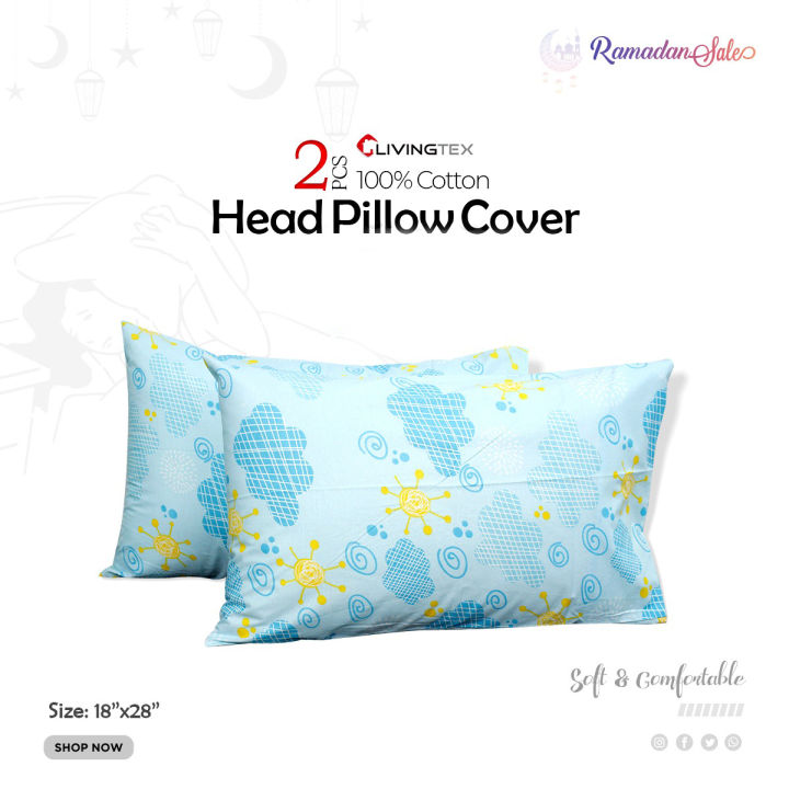 1 pair Printed Head Pillow Cover_Cotton, Unique Design, Variant Prints_18"x28" Inches