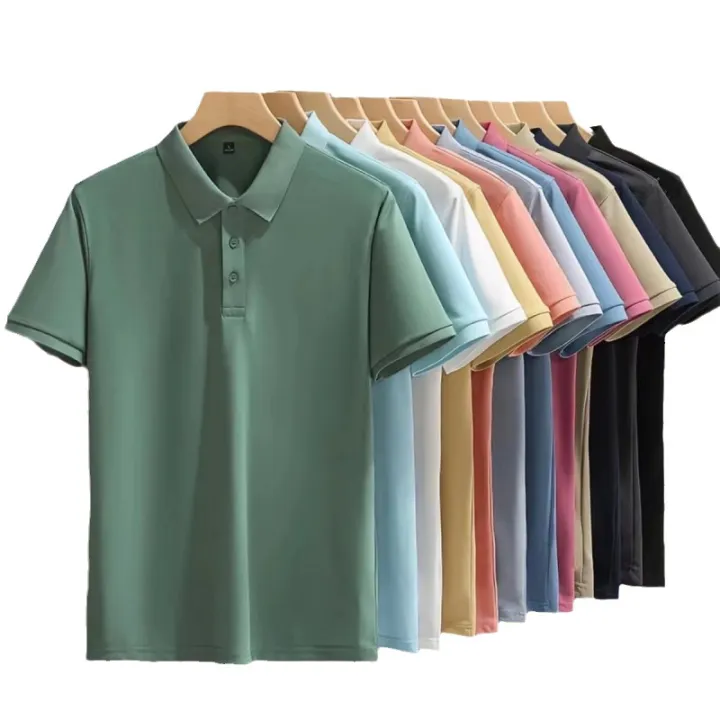 Business%20foreign%20trade%20polo%20shirt%20men's%20short%20sleeve%20t-shirt%20loose%20lapel%20summer%20high-end%20tik%20tok%20ice%20silk%20plus-size%20top%20-%20Image%205