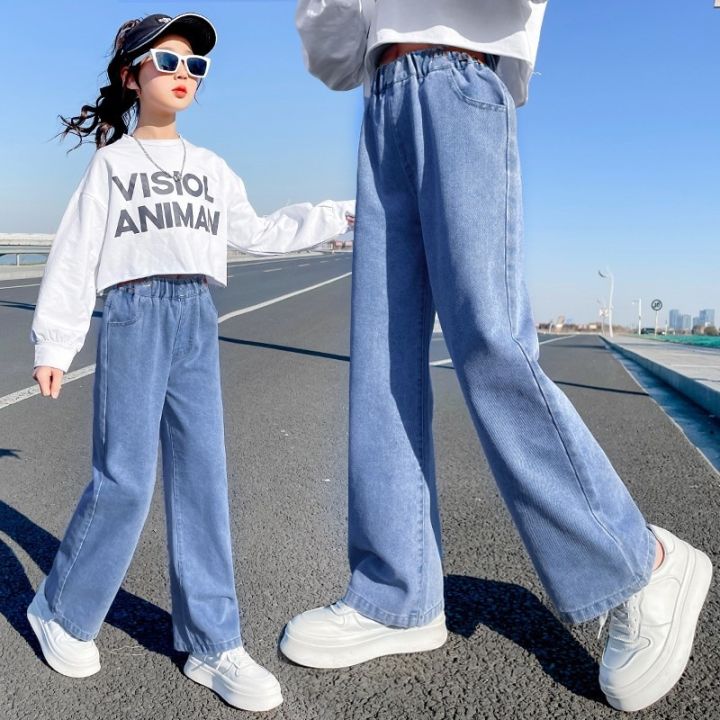 Girls%20denim%20wide-leg%20pants%202023%20Internet%20celebrity%20loose%20foreign%20style%20straight%20pants%20torn%20trousers%20wear%20medium%20and%20big%20children's%20pants%20trend%20-%20Image%208