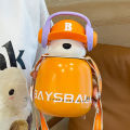 New Smart Earphone Bear Food Grade 316 Stainless Steel High Appearance Straw Student Children's Water Pot Insulation Cup. 