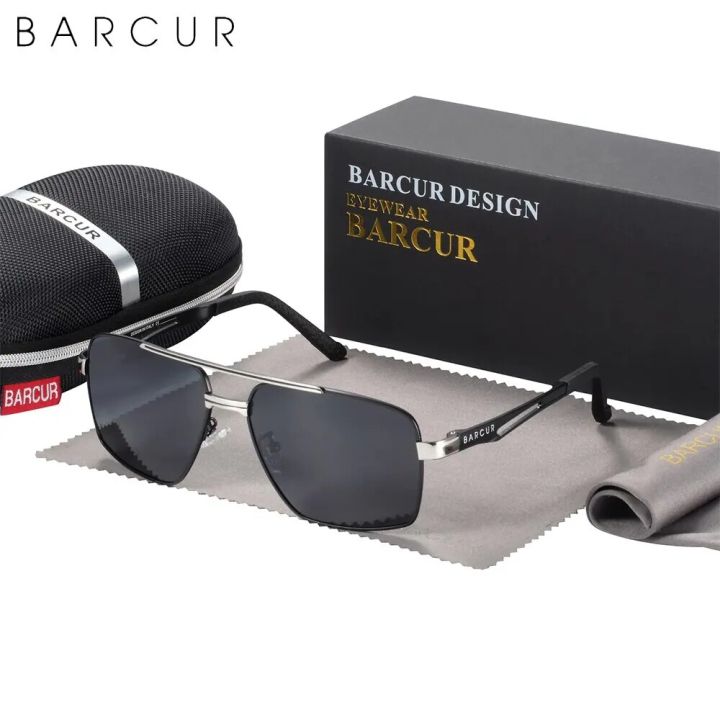 BARCUR Pilot Style Metal Frame Brand Sunglasses Men HD Polarized Women Shades Driving Sun Glasses Mirror UV400