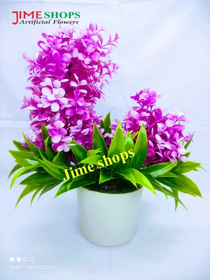 Double%20Head%20Artificial%20Colorful%20Flower%20With%20Green%20Leaves%20In%20Plastic%20Vases-28Cm/11Inc%20-%20%20Home%20Decoration%20Item%20-%20Image%204