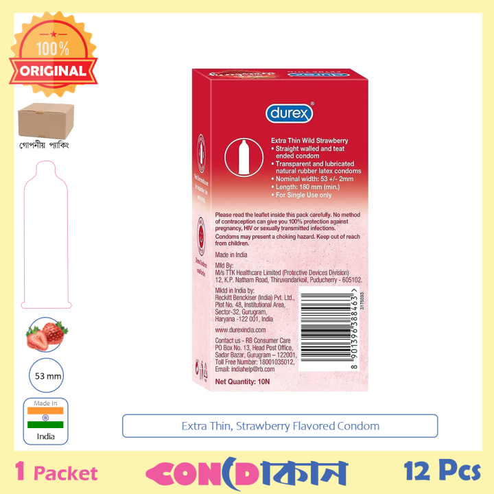 Durex%20Extra%20Thin%20Wild%20Strawberry%20Flavoured%20Condom%201%20Packet%20(12%20Pcs)%20Indian%20-%20Image%202