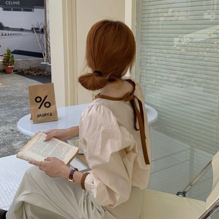Niche%20Elegant%20Long%20Sleeve%20Blouse%20Women%202023%20Spring%20New%20Korean%20Style%20Loose-Fitting%20Blouse%20Design%20Sense%20Bishop%20Sleeves%20Top%20-%20Image%202