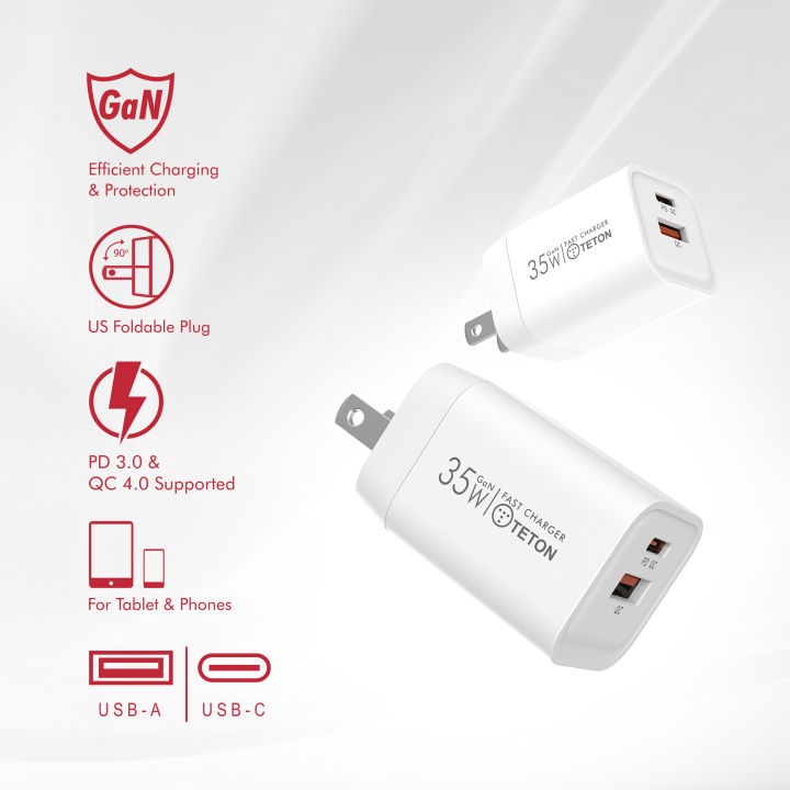 Teton%2035W%20GaN%20Charger%20Adapter%20USB%20C%20Fast%20Charger,%20PD%20Compact%20Foldable%20Dual%20Wall%20Charger%20Block%20for%20%20iPhone%2015/14/13,Samsung,%20PD3.0,QC3.0,4.0%20-%20Image%202