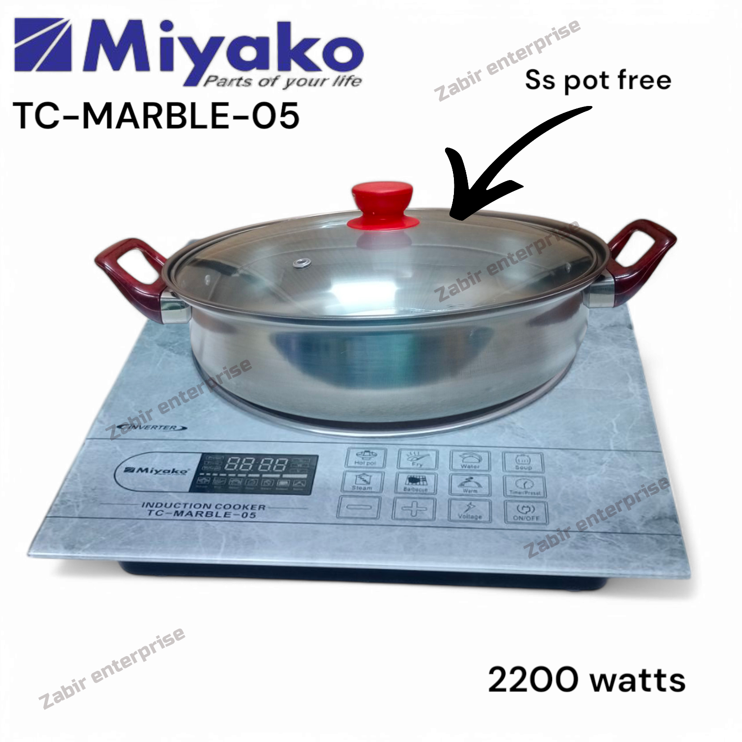 Miyako TC-MARBLE-05 Inverter Technology With Digital Touch Control Panel Induction Cooker | 2200 watts