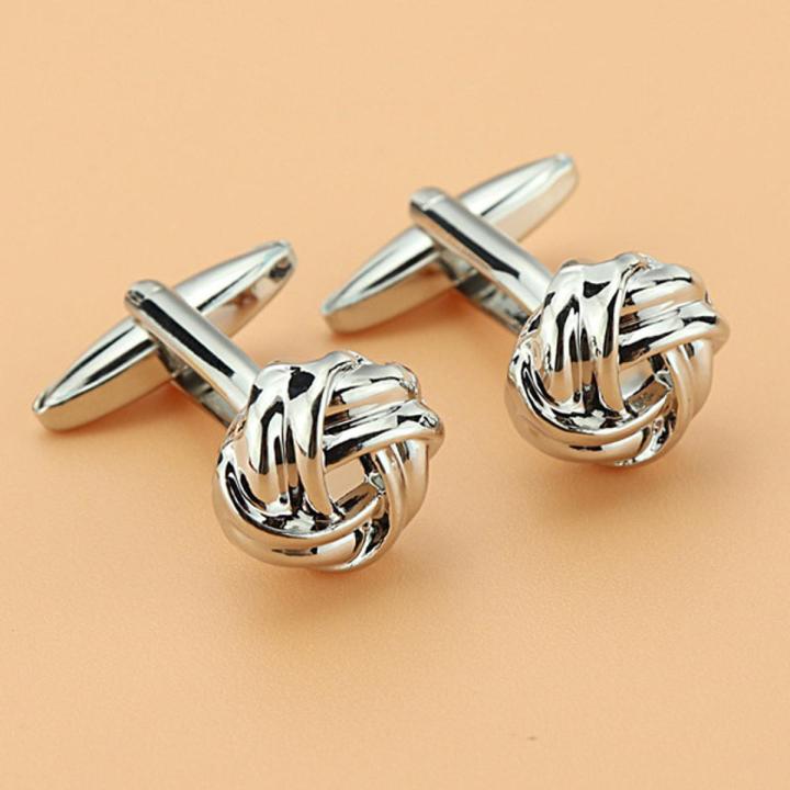 Men's Metal Round Twist French Cufflinks Set