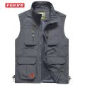 FGKKS Men Mesh Vest Multi Pocket Quick Dry Sleeveless Jacket Reporter Loose Outdoor Casual Thin Fishing Vests Waistcoat Male. 