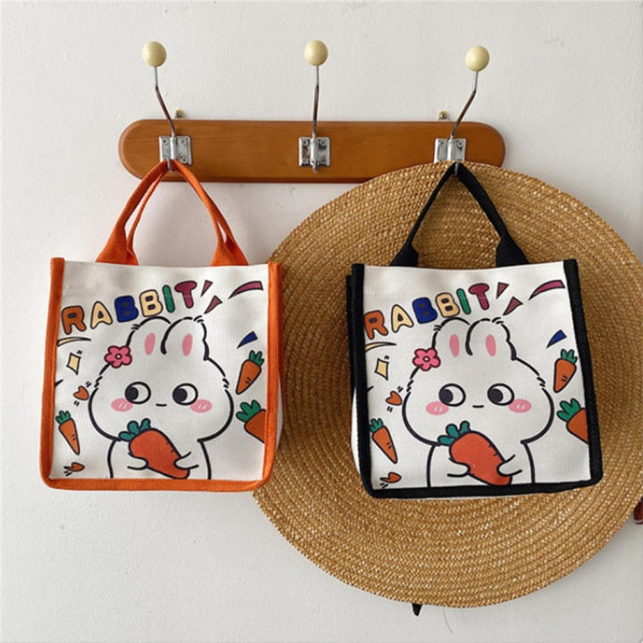 Canvas%20Bunny%20Canvas%20Bag%20Fashionable%20Lightweight%20Printed%20Design%20Cartoon%20Tote%20Bag%20%20handles%20Cute%20Lunch%20Bag%20for%20Casual%20Outings%20School%20Accessory%20Female%20Students%20Lunch%20Storage%20Gift%20option%20-%20Image%203