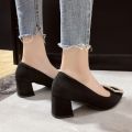 Professional Pointed Toe Pumps Work Mid Heel Black Chunky Heel Comfortable Women's Formal Wear Interview Women's Shoes Work Shoes High Heels Women. 