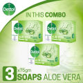 Dettol Soap Aloe Vera Pack of 3 (75gm X 3), Soap with Aloe Vera Extract Bathing Bar. 