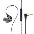 QKZ AK7 3.5mm Wired Headphones Musician HiFi Earphone Dual Drive Bass Stereo Headset Games Sports Earphones with Microphone with water repellency. 
