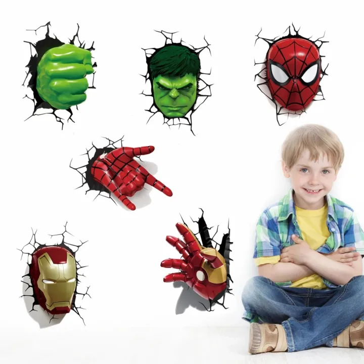 Hulk%20Iron%20Hand%20Mask%20Spider-man%20Wall%20Stickers%20Broken%20Wall%20Poster%20Wall%20Art%20Car%20Decal%20Kids%20Room%20Decor%20Boys%20Favors%20-%20Image%204