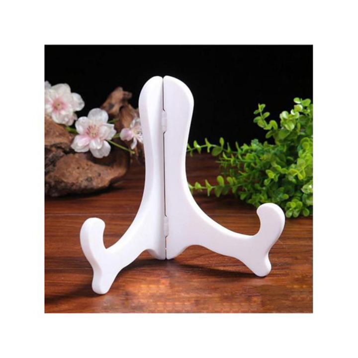 Plastic Plate Holders, Folding White Plastic Plate Holders Dish Picture Frame Decorative Display Stand Rack