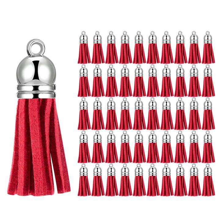 100Pcs Keychain Tassels Faux Suede Leather Tassel Pendants Keychain Decoration for DIY Crafts Making Supplies