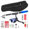 Fishing Reel Rod Combo Telescopic Fishing Rod and Spinning Reel Set Baits Hooks Fishing Bag Kit Fishing Tackle Set. 
