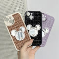 Jizetin for OPPO F19 Pro / A94 / Reno5 F Back Cover Shiny Bowknot Makeup Mirror Fabric Texture Back For Girls Soft Silicone Edge Phone Case.