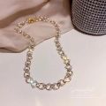 Fashion Shiny Personality Pendant Necklace French Charm Inlaid Rhinestone Pearl Necklace Bracelet Clavicle Chain Women's Jewelry Birthday Gift. 