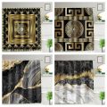 Black Gold Luxury Shower Bathroom Curtain Waterproof Fabric Modern Marble Bath Toilet Door Curtains Home Decor Cortinas De ducha. 