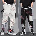 Men Pants Spring and Autumn Cargo Pants Man Fashion  Hop Casual Pants Loose Kan Drawstring Men Joggers Sweatpants. 