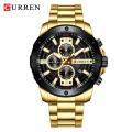 CURREN 8336 Golden black Watches Men Wrist Stainless Steel Quartz Wristwatch Casual Military Chronograph Clock Waterproof.