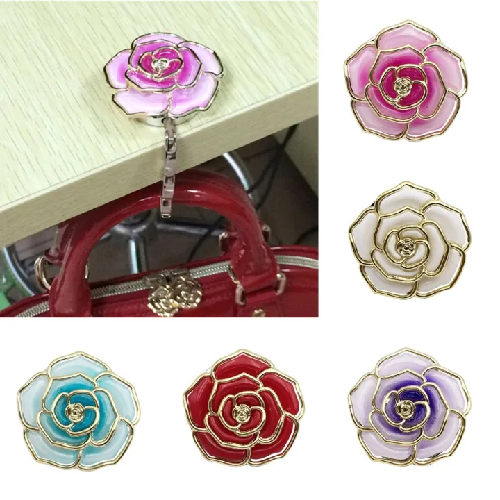Rose%20Flower%20Pattern%20Portable%20Folding%20Table%20Hook%20Clasp%20Purse%20Bag%20Handbag%20Hooks%20Hanger%20Holder%20-%20Image%204