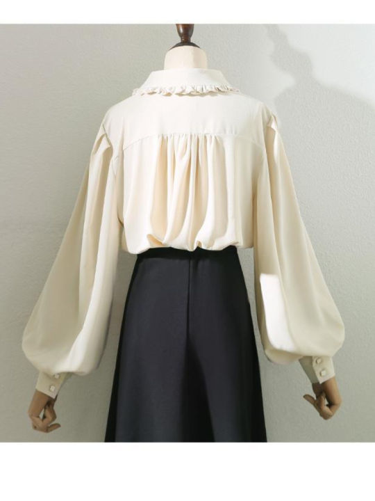 HOUZHOU%20Sweet%20Kawaii%20Blouse%20Lolita%20Cute%20Ruffles%20Elegant%20Vintage%20Long%20Sleeve%20Shirts%20Women%20Loose%20Casual%20Peter%20Pan%20Collar%20Tops%20-%20Image%202