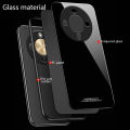 Biruiqu For Honor X9D Tempered Glass Back Soft Silicone Edge Black Case Cover Casing. 