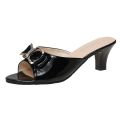 Block heel sandals women's outerwear 2021 new summer rhinestone bow sandals ladies plus size high heels wholesale.