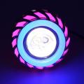 12V Motorcycle Head Light Lamp Projector Lens Light With Led Angel Devil Eyes Headlight 30W 1200Lm 200000H Double Aperture Light(Pink and Blue). 