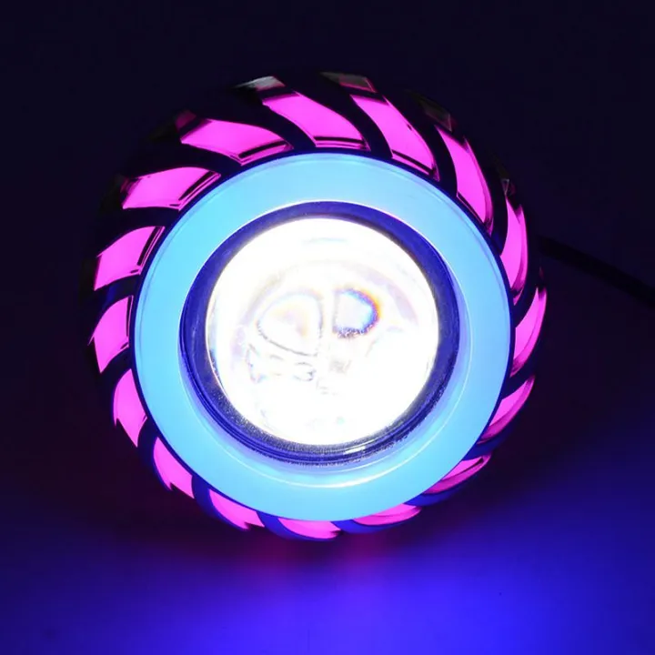 12V%20Motorcycle%20Head%20Light%20Lamp%20Projector%20Lens%20Light%20With%20Led%20Angel%20Devil%20Eyes%20Headlight%2030W%201200Lm%20200000H%20Double%20Aperture%20Light(Pink%20and%20Blue)%20-%20Image%203