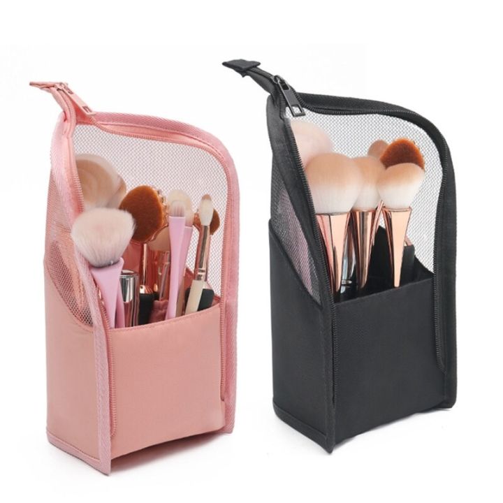 Travel Makeup Brush Bag Portable Cosmetic Brush Holder Organizer Waterproof Stand-Up Makeup Brush Pouch Zipper Toiletry Bag