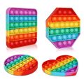 Multipurpose 1 pcs Rainbow Pop it Fidget Toy, Bubble Sensory Toy for Kids and Adults, Stress Reliever, 4 different Shapes Poppers-Heart, Circle, Octagon, Square Pressure Reliving (Any Design).