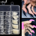 Monja 100pcs Claw Curved False Nail Tips Clear Nature Half Cover Eagle Claw Shape Fake Nails Extension DIY Manicure Cosplay Tool. 
