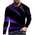 3D Print T Shirt For Men Striped Pattern Sweatshirt Casual Long Sleeve Male Oversized Breathable Clothes Leisure Comfortable Top. 