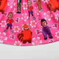 (New) girls princess dress cartoon printing short sleeves A-line skirt flying sleeves waist-printed dress.