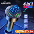 【FUPANG】car charger quick charge3.0 ci-Garette lighter multifunctional car 4 USB fast charger digital LED voltage detection Super Charge power delivery Charge adapter support 12v 24V car. 
