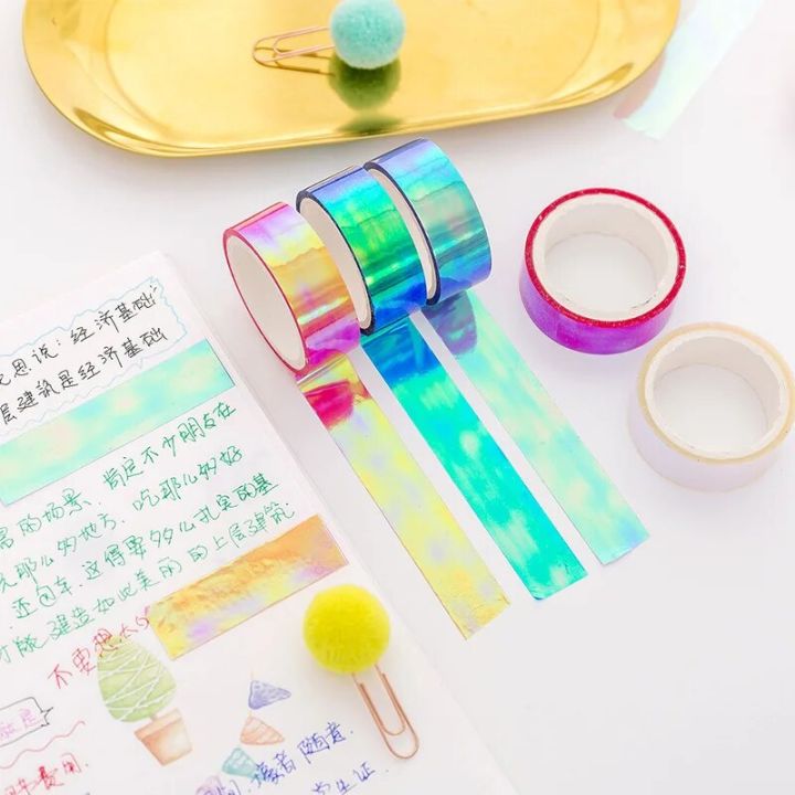 Colorful%20Shining%20Rainbow%20laser%20Decorative%20Adhesive%20Tape%20Masking%20Tape%20DIY%20Scrapbooking%20Sticker%20Label%20japanese%20stationery%20-%20Image%204