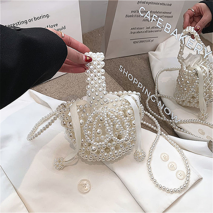 Luxury Mini Pearl Bag Women's Handmade Bead Bag Purses Fashion