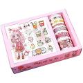 YFairy 08 Sheets Stickers with 5 Rolls Washi Tapes, Kawaii Gift Package Sticker and Washi Tape Set, Scrapbooking Masking Tapes - PACK OF 10 PCS. 