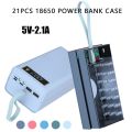 21x18650 Battery Storage Box Dual USB Charge 18650 Battery Power Bank Case Shell Charging Holder with LED Light LCD Displays.