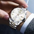 OLE_VS 9931 Watches for Men Diamond Business Dress Analog Quartz Stainless Steel Date Luxury Casual Fashion Wrist Watch Waterproof Luminous.