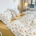 【Factory Store】Xiaohongshu Internet celebrity pastoral style, fresh floral yellow polka dot bed sheets, three or four pieces of bed sheets, one piece of dropshipping. 